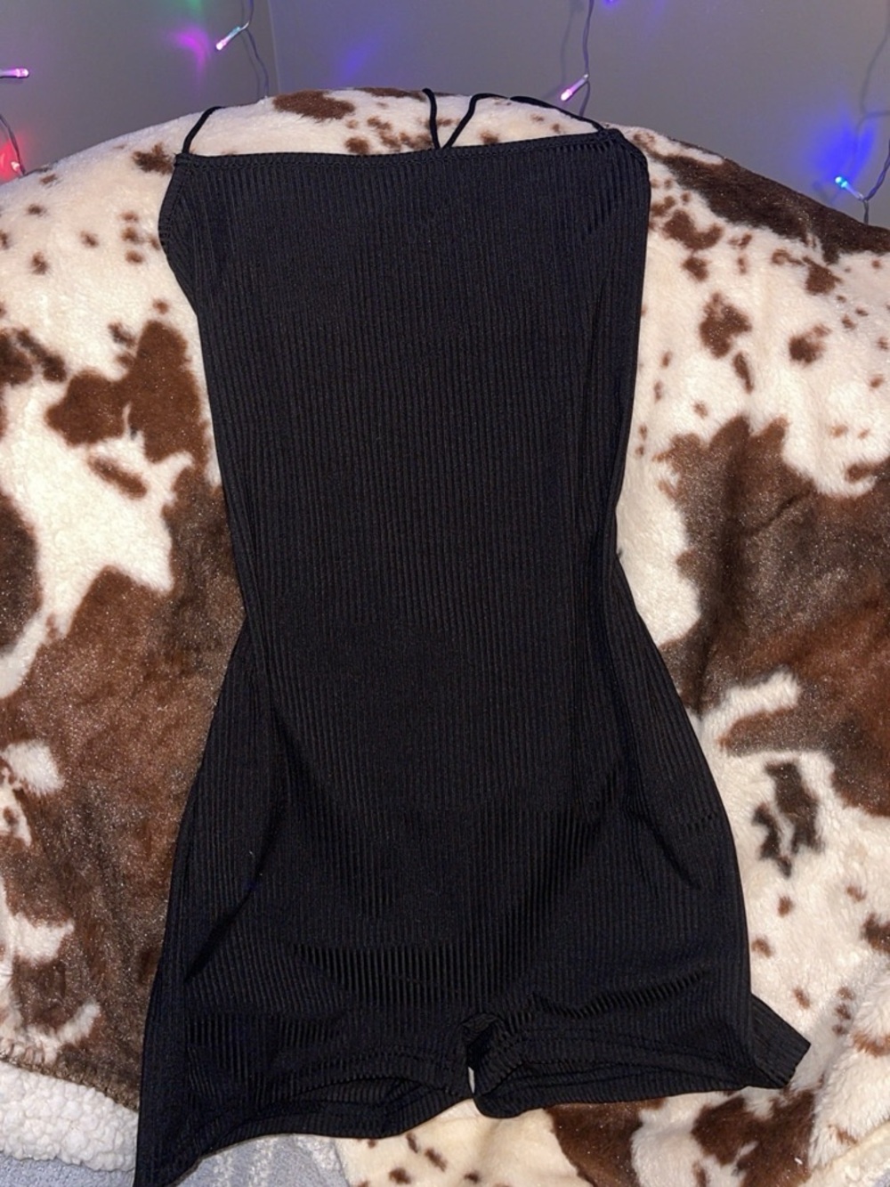 Brand New SHEIN Black Ribbed Spaghetti Strap Romper